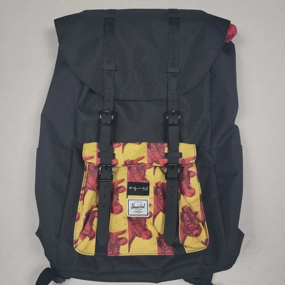 Herschel Andy Warhol Little America Backpack Black Floral Print Laptop Bag