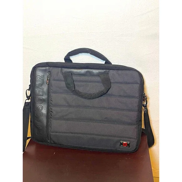 SWISSGEAR Black Large Laptop Briefcase Zip Adjustable Shoulder Strap Men's