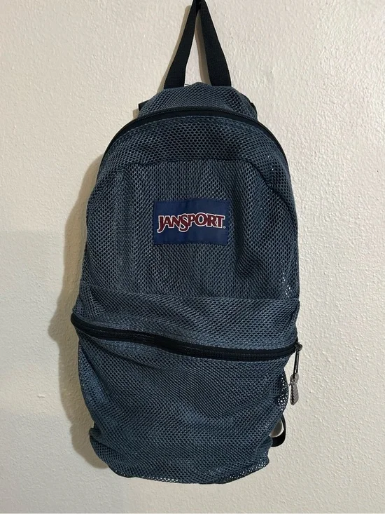 JanSport Gray Mesh Backpack Compact Everyday Bag