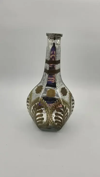 Vintage Mercury Glass Etched Decanter