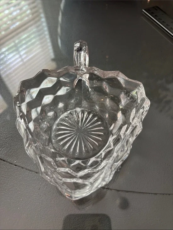 Fostoria Clear Pressed Glass Heart Dish with Handle