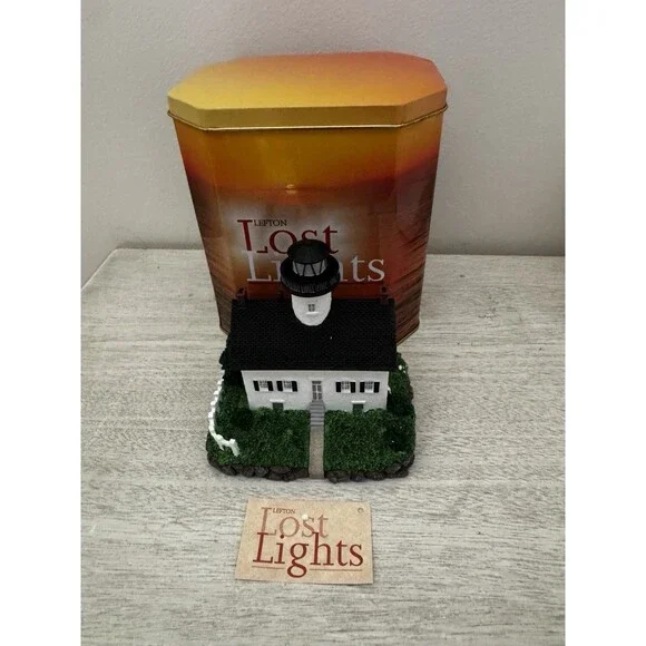 VTG Lefton Lost Lights Santa Barbara Lighthouse Figurine CCM13546 w/ Tag & Tin