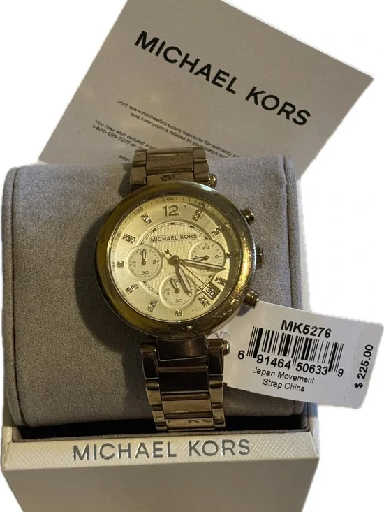 Michael Kors Gold Tone Bracelet Watch with Crystal Accents