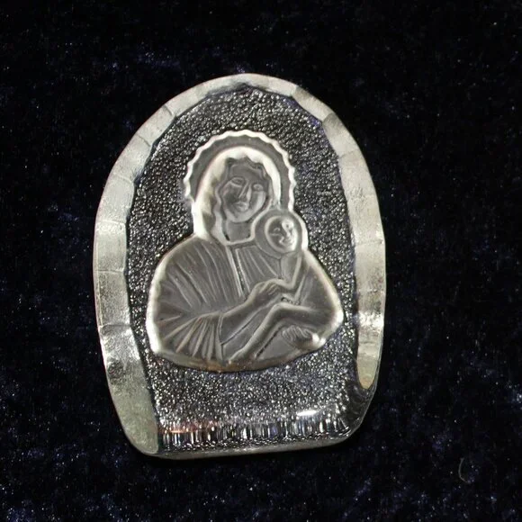 Vintage Glass Mary and Baby Jesus Paper Weight