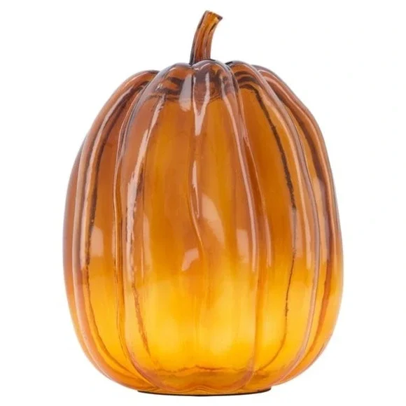 My Texas House Fall Tall Glass Pumpkin, Orange, 9.5