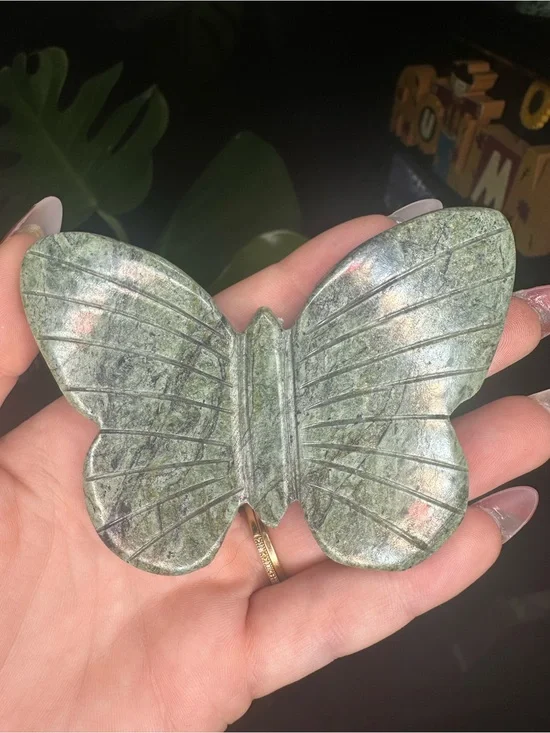 One Green Jasper Crystal/Stone Butterfly