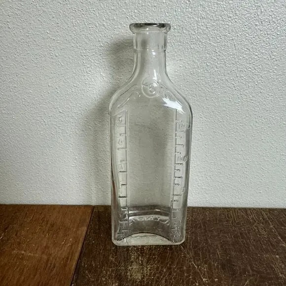 Antique ILLINOIS Owens Illinois Clear Glass Apothecary Medicine‎ Pharmacy Bottle