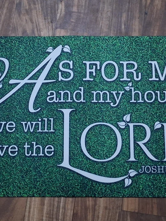 Green 'As For Me and My House' Faith Welcome Mat