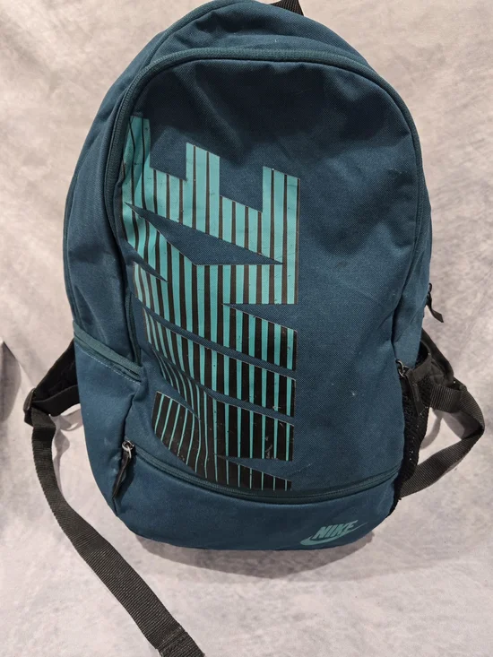 Nike Men's Dark Teal Backpack with Striped Graphic