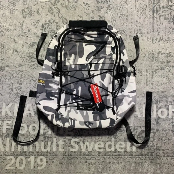 Supreme Cordura Backpack Snow Camo White Grey Box Logo Streetwear Bag
