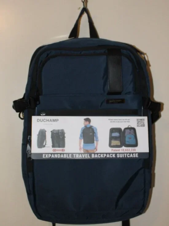 Duchamp Blue Expandable Travel Backpack Suitcase NWT