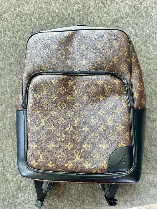 Louis Vuitton Brown Monogram Canvas Backpack with Black Trim
