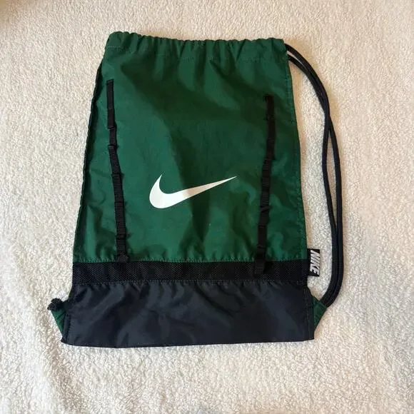 Nike Training Gym Sack Green Black Drawstring Backpack Bag