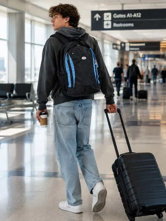 SwissGear Wenger Laptop Backpack Travel Carry On + 3 TSA Locks Black Blue