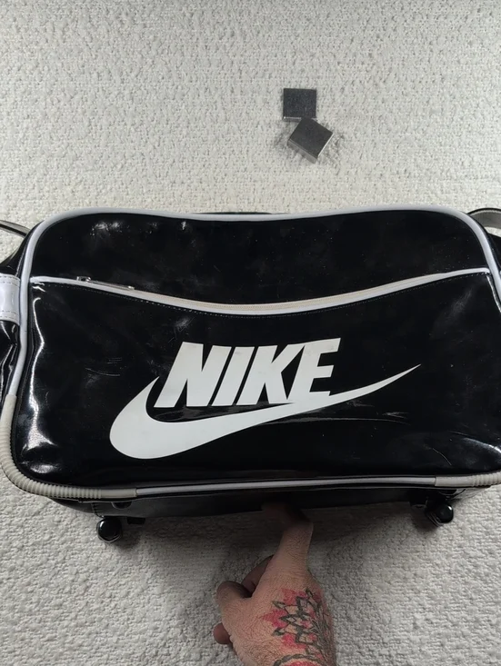 16x5 Nike Black and White Duffel  Gym Bag with Bold Swoosh
