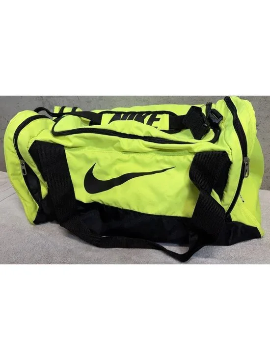 Nike Brasilia 6 Medium Duffel Bag BA4829-710 Volt Neon Green Black Gym Training