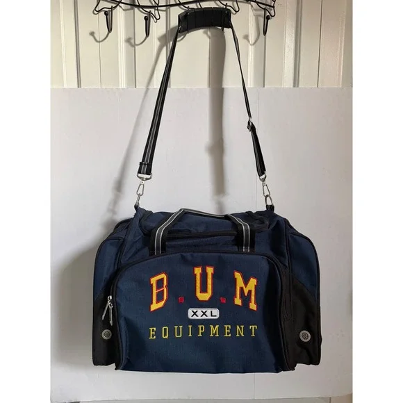 VTG B.U.M. Equipment XXL Duffel Bag Navy Blue Ripstop Nylon Travel Gym Bag
