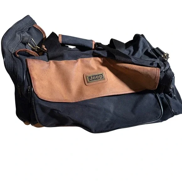 Jeep‎ Travel Duffel Bag Black Canvas Weekend Overnight Bag
