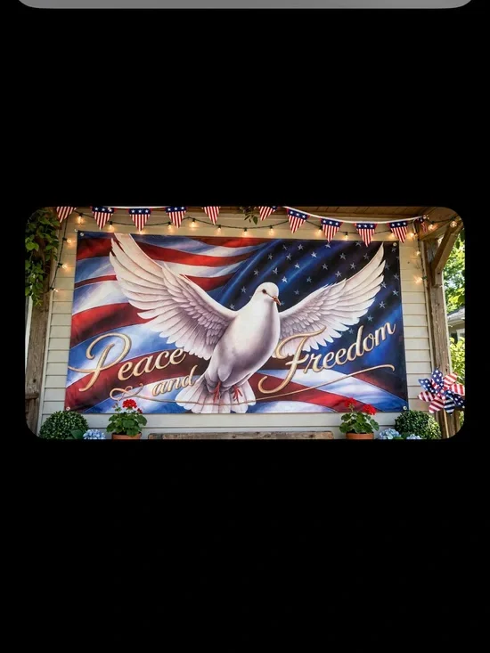 Patriotic White Dove American Flag Peace & Freedom