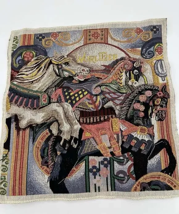 Mary Hulgan Carousel Capers Tapestry Fabric Panel 18x17 Horses Pillow Craft