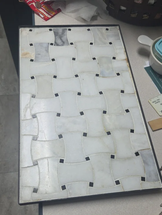 White Ceramic Mosaic Tray - Home Bath