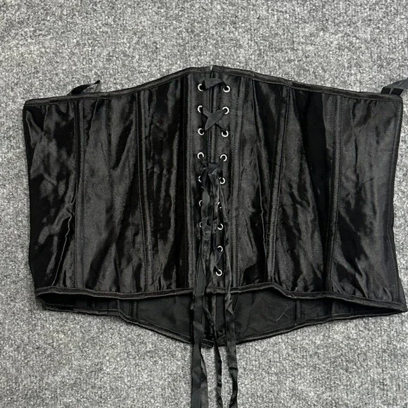 Unbranded Corset Belt Womens Size XXXL Black Satin Lace Up Goth Waist Cincher