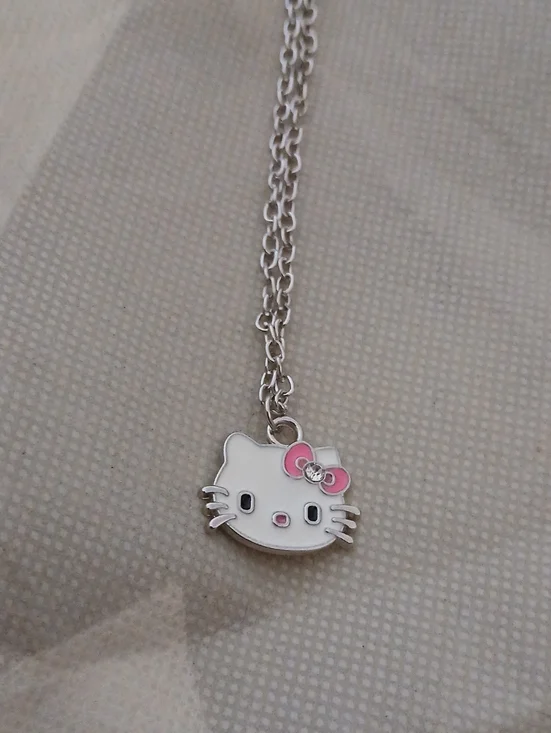 Hello Kitty White and Pink Enamel Pendant Necklace by Hello Kitty