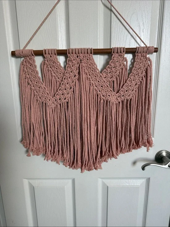 Blush Pink Macrame Wall Tapestry Hanging
