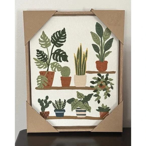 New BP Home Textile Embroidery Woven Wall Art Houseplant Decor 12