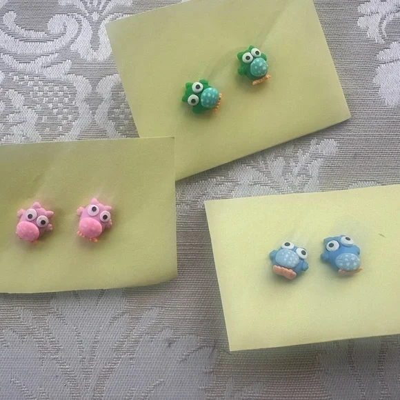 Cute Owl Stud Earrings Set