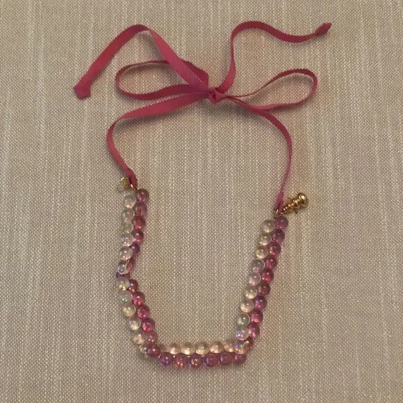 J.Crew Crewcuts | Iridescent Beaded Grosgrain Necklace | 40” Adjustable