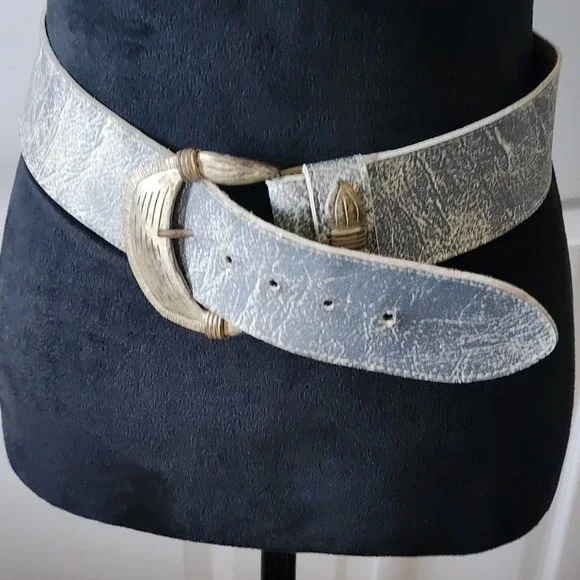 Womans Vintage 90's Denim Look 2 inch Fashion Structured Belt SIze S/M