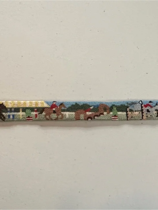 Custom Hand-Stitched Equestrian Needlepoint Belt - Size stamp 26