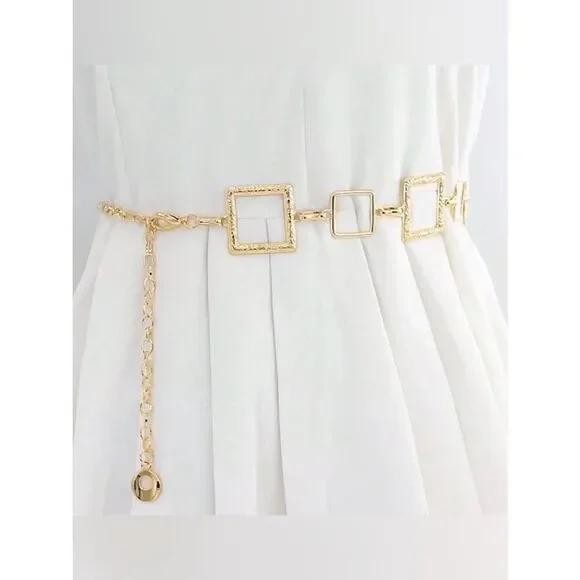 Gold Square Chain Belt A1962