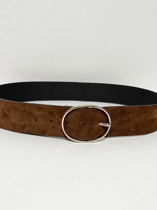 Artisan Italy Made Leather Suede Belt 95/38 Brown Western Boho Old Money