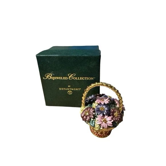 DEPARTMENT‎ 56 BEJEWELED COLLECTION JEWELED Flower Basket TRINKET BOX
