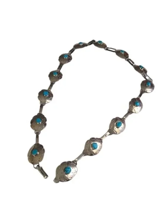 Vintage Sterling Silver Turquoise Concho Belt STERMEX 39