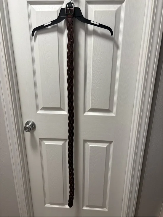 Braided Brown Leather Belt - Classic Women's Accessory