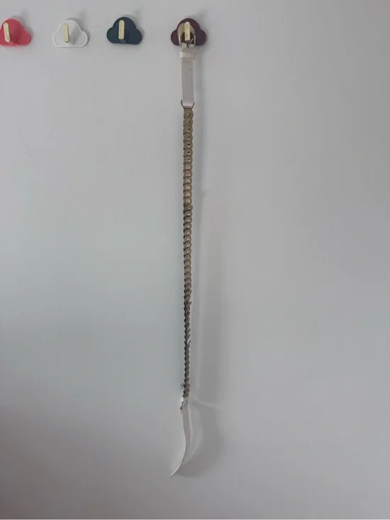 Vintage Metallic Gold Braided Chain Concho Belt with Cream Strap