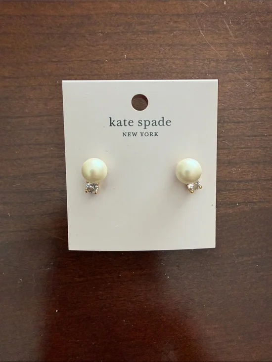 kate spade Cream Pearl and Crystal Accent Stud Earrings