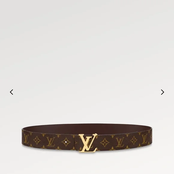 Louis Vuitton Brown Monogram Initiales Canvas Belt with Gold LV Buckle
