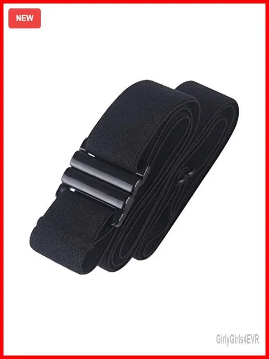 No-Show Stretch Belt, Flat Buckle, Non-Slip Gel Lining, Elastic