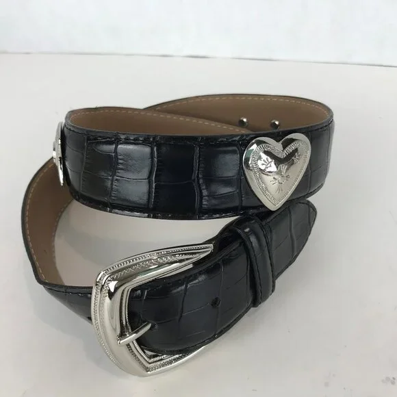 Unbranded black, crock embossed, silver accent, belt Size S