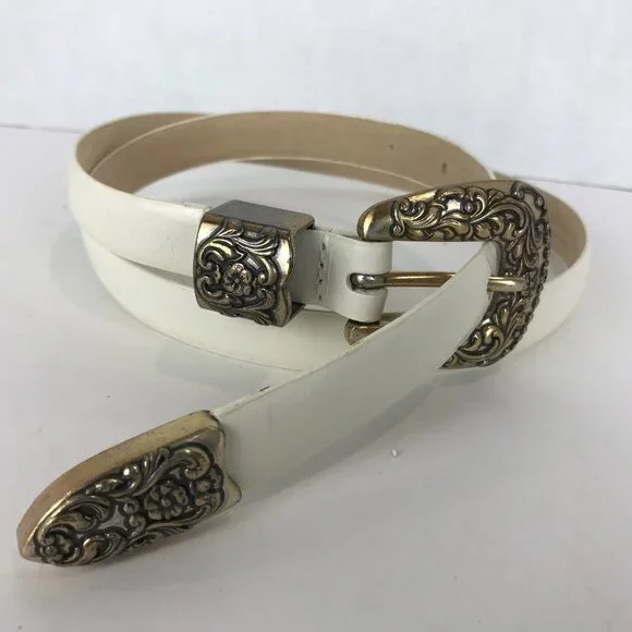 Lakeshore Drive Accessories White leather belt Size S