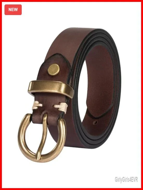 Genuine Leather Belt Solid Brass Buckle Women's