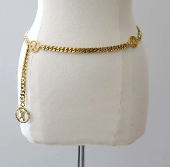 B0 Authentic VINTAGE PALOMA PICASSO Gold-plated Adjustable Heavy Curb Chain Belt