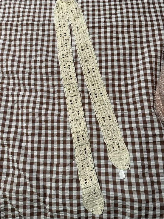 Free People Cream Crochet Tie Belt