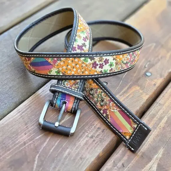 Levi’s XL Boho Patchwork Floral Belt Western Festival 70s Hippie