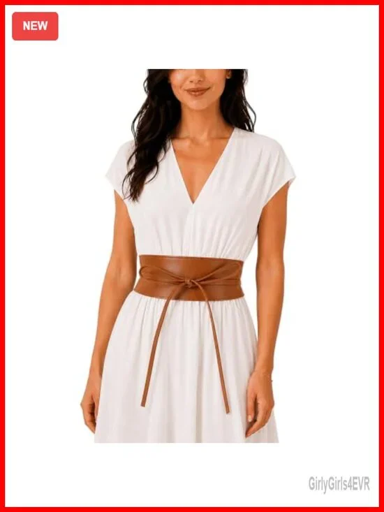 Wide Italian Full-Grain Leather Obi Belt - Adjustable Waist