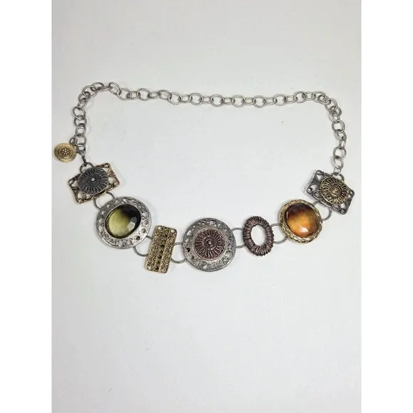Vtg Y2k Chico's metal chain link belt Sz M Boho